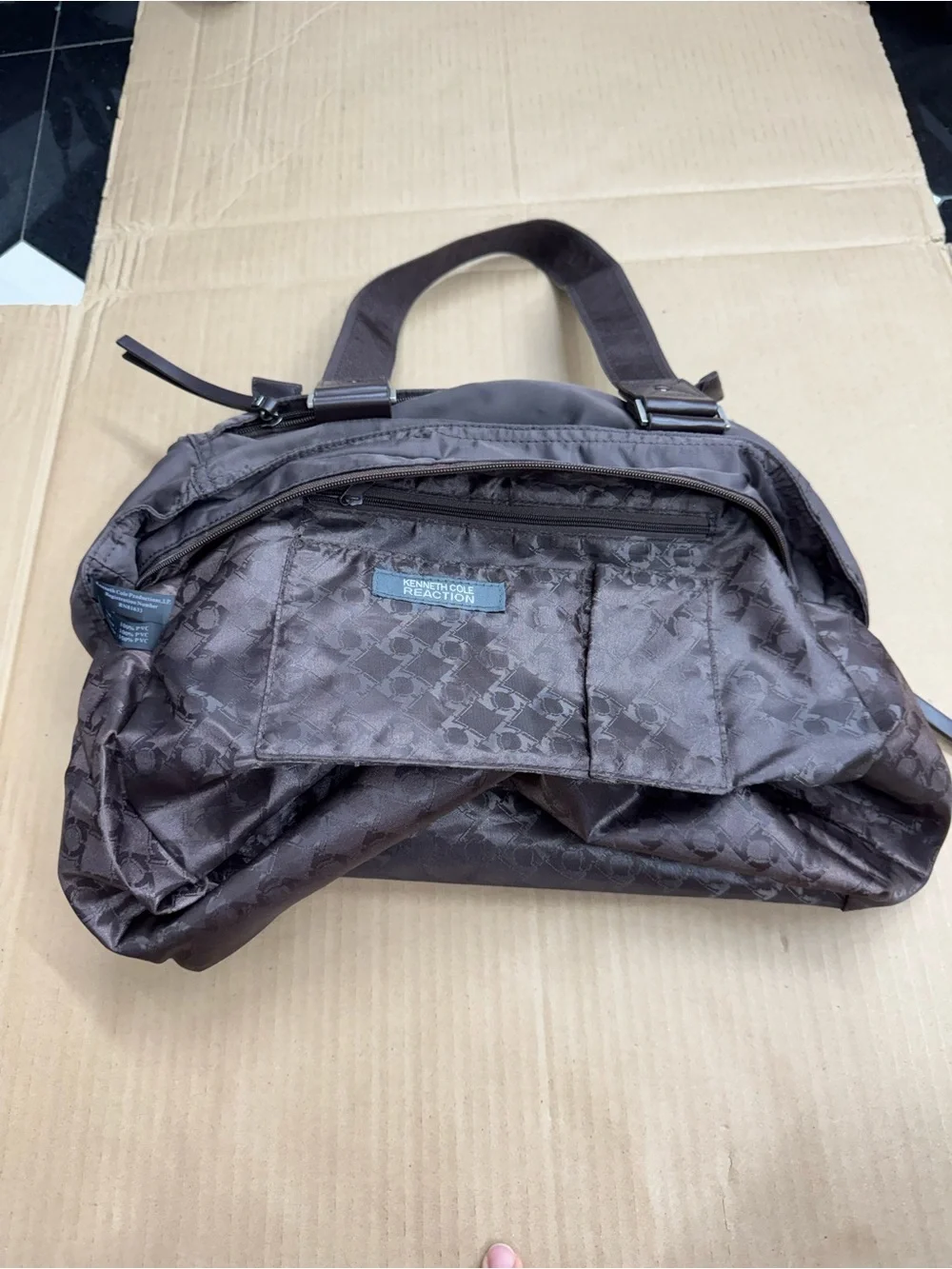 Kenneth Cole Reaction Chocolate Brown Nylon Laptop Tote
